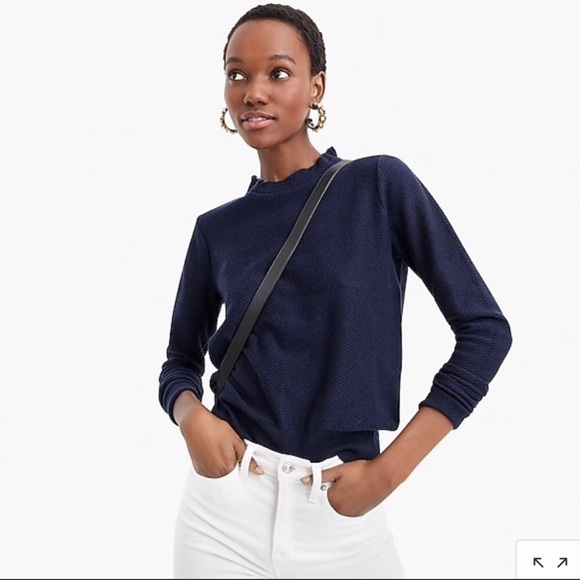 j crew ruffle neck pullover sweater